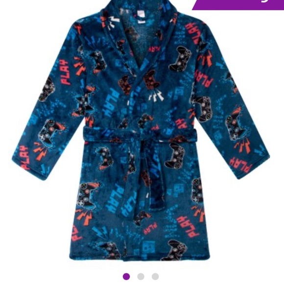 🎮 NWT- Boy's GAMER Soft Fleece Robe & Slippers Size S - Picture 1 of 9
